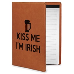 Kiss Me I'm Irish Leatherette Portfolio with Notepad - Small - Single Sided (Personalized)