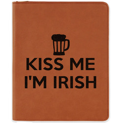 Kiss Me I'm Irish Leatherette Zipper Portfolio with Notepad - Double Sided (Personalized)