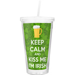 Kiss Me I'm Irish Double Wall Tumbler with Straw (Personalized)