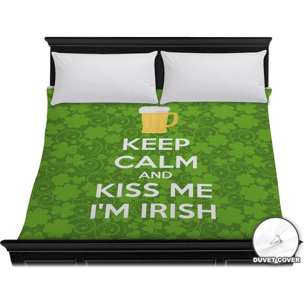 Custom Kiss Me I'm Irish Duvet Cover - King (Personalized)