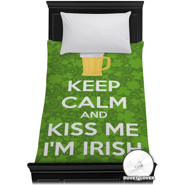 Custom Kiss Me I'm Irish Duvet Cover - Twin XL (Personalized)