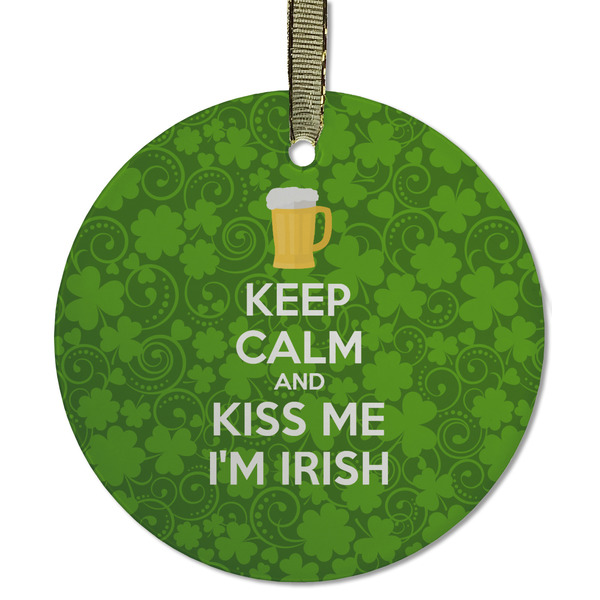 Custom Kiss Me I'm Irish Flat Glass Ornament - Round