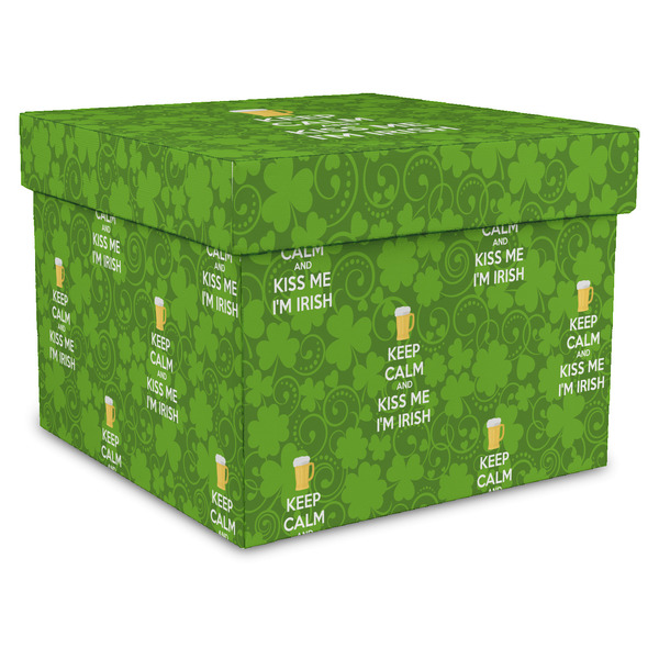 Custom Kiss Me I'm Irish Gift Box with Lid - Canvas Wrapped - XX-Large