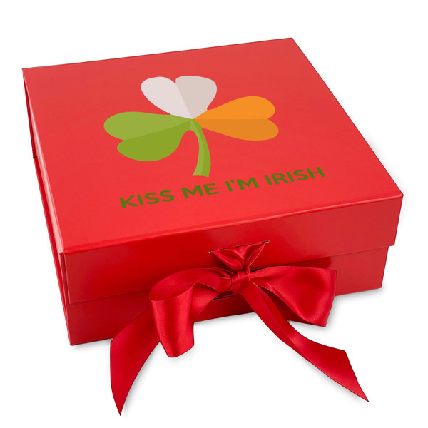 Custom Kiss Me I'm Irish Gift Box with Magnetic Lid - Red