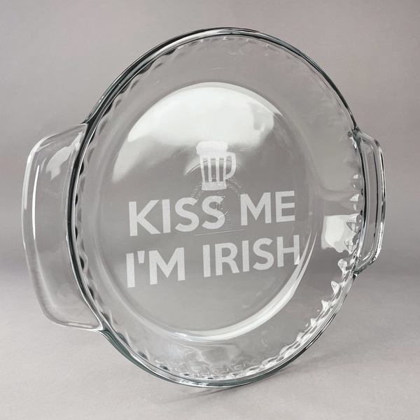 Custom Kiss Me I'm Irish Glass Pie Dish - 9.5in Round