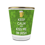 Kiss Me I'm Irish Glass Shot Glass - 1.5 oz - with Gold Rim - Set of 4