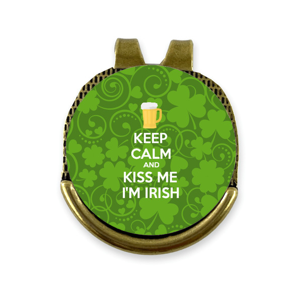 Custom Kiss Me I'm Irish Golf Ball Marker - Hat Clip - Gold