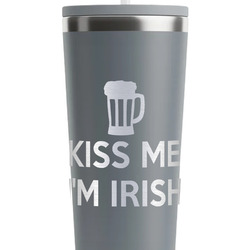 Kiss Me I'm Irish RTIC Everyday Tumbler with Straw - 28oz - Grey - Double-Sided