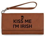 Kiss Me I'm Irish Ladies Leatherette Wallet - Laser Engraved - Rawhide