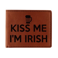 Kiss Me I'm Irish Leatherette Bifold Wallet - Single Sided (Personalized)