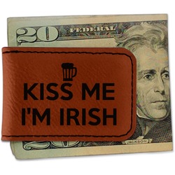 Kiss Me I'm Irish Leatherette Magnetic Money Clip (Personalized)