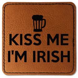 Kiss Me I'm Irish Faux Leather Iron On Patch - Square