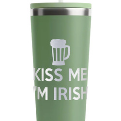 Kiss Me I'm Irish RTIC Everyday Tumbler with Straw - 28oz - Light Green - Double-Sided