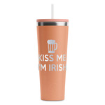 Kiss Me I'm Irish RTIC Everyday Tumbler with Straw - 28oz - Peach - Double-Sided