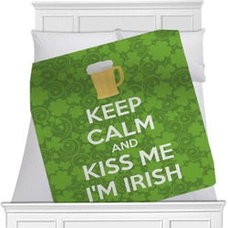 Kiss Me I'm Irish Minky Blanket - Toddler / Throw - 60"x50" - Double Sided (Personalized)