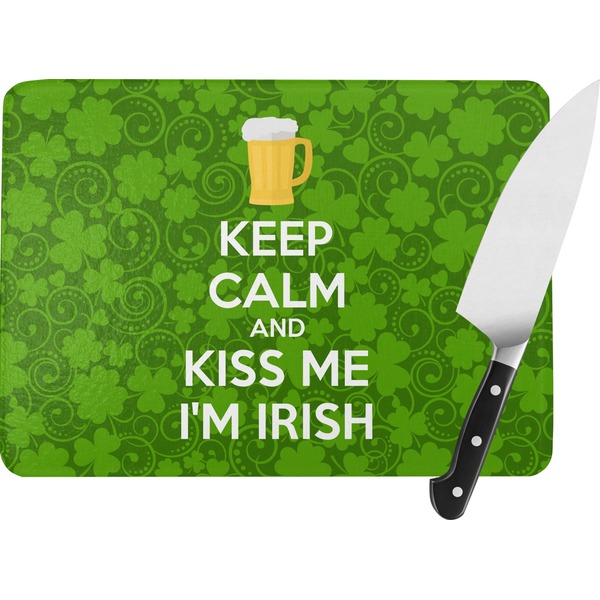 Custom Kiss Me I'm Irish Rectangular Glass Cutting Board - Medium - 11"x8" (Personalized)