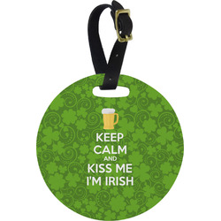 Kiss Me I'm Irish Plastic Luggage Tag - Round