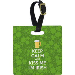 Kiss Me I'm Irish Plastic Luggage Tag - Square