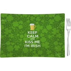 Kiss Me I'm Irish Glass Rectangular Appetizer / Dessert Plate (Personalized)