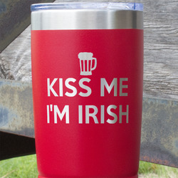 Kiss Me I'm Irish 20 oz Stainless Steel Tumbler - Red - Double Sided