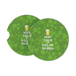 Kiss Me I'm Irish Sandstone Car Coasters - Set of 2 (Personalized)