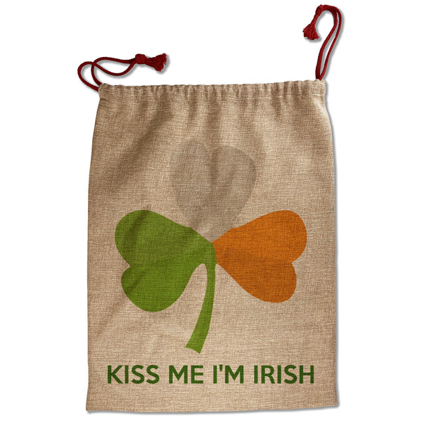 Custom Kiss Me I'm Irish Santa Sack - Front