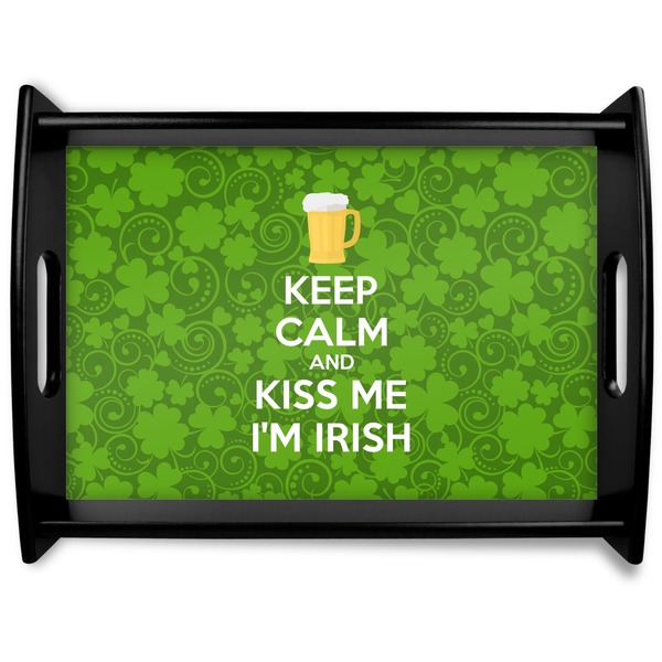 Custom Kiss Me I'm Irish Black Wooden Tray - Large (Personalized)