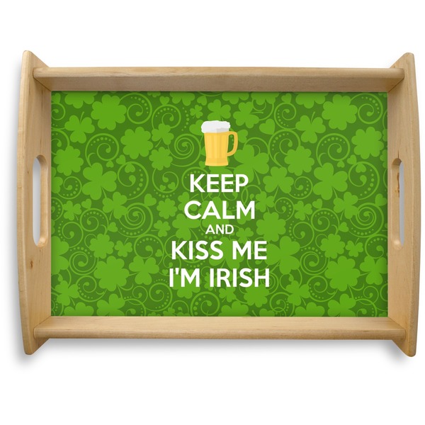 Custom Kiss Me I'm Irish Natural Wooden Tray - Large (Personalized)