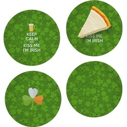 Kiss Me I'm Irish Set of 4 Glass Appetizer / Dessert Plate 8" (Personalized)