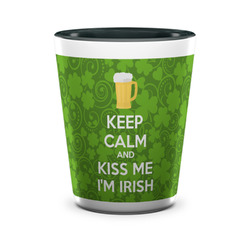 Kiss Me I'm Irish Ceramic Shot Glass - 1.5 oz - Two Tone - Set of 4