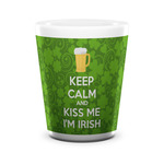 Kiss Me I'm Irish Ceramic Shot Glass - 1.5 oz - White - Set of 4