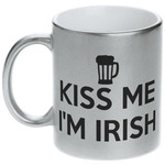 Kiss Me I'm Irish Metallic Silver Mug