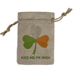 Kiss Me I'm Irish Small Burlap Gift Bag - Front