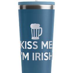 Kiss Me I'm Irish RTIC Everyday Tumbler with Straw - 28oz - Steel Blue - Double-Sided