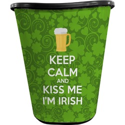 Kiss Me I'm Irish Waste Basket - Double Sided (Black) (Personalized)