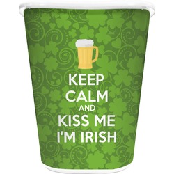 Kiss Me I'm Irish Waste Basket - Single Sided (White) (Personalized)