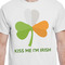 Kiss Me I'm Irish White Crew T-Shirt on Model - CloseUp