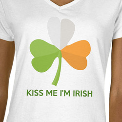 Kiss Me I'm Irish Women's V-Neck T-Shirt - White - Small