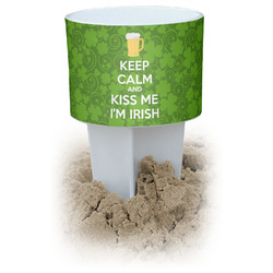 Kiss Me I'm Irish White Beach Spiker Drink Holder (Personalized)