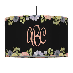 Boho Floral 12" Drum Pendant Lamp - Fabric (Personalized)