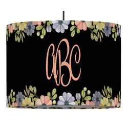 Boho Floral 16" Drum Pendant Lamp - Fabric (Personalized)