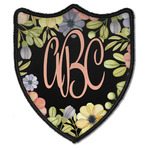 Boho Floral Iron On Shield Patch B w/ Monogram