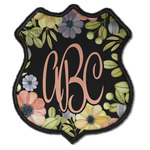 Boho Floral Iron On Shield Patch C w/ Monogram