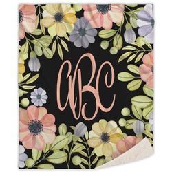 Boho Floral Sherpa Throw Blanket - 60"x80" (Personalized)