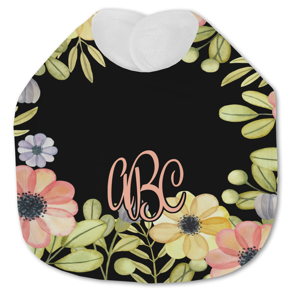 Custom Boho Floral Jersey Knit Baby Bib w/ Monogram