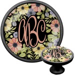 Boho Floral Cabinet Knob (Black) (Personalized)