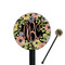 Boho Floral Black Plastic 5.5" Stir Stick - Round - Closeup
