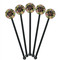 Boho Floral Black Plastic 5.5" Stir Stick - Round - Fan View
