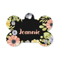 Boho Floral Bone Shaped Dog ID Tag - Small (Personalized)