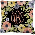 Boho Floral Faux-Linen Throw Pillow 16" (Personalized)